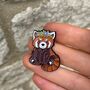 Red Panda Enamel Pin – Flower Crown, Badge, thumbnail 2 of 6