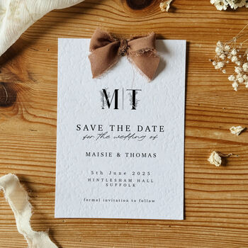 Personalised Floral Initials Wedding Save The Dates Ribbon, 2 of 4