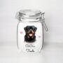 Personalised Rotterweiler Kilner Style Dog Treat Jar, thumbnail 1 of 2