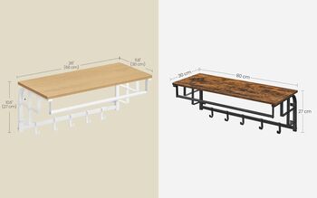 Wall Mounted Coat Rack With Shelf And Five Hooks, 11 of 12