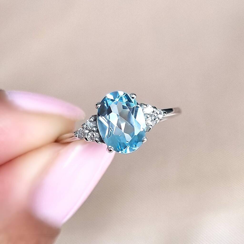 10K Yellow Gold 5ct Blue Topaz and Diamond Ring Size 7.25 Circa 1990 -  Colonial Trading Company