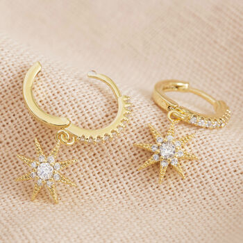 Crystal Star Huggie Hoop Earrings In Gold Plating, 5 of 8