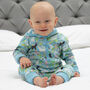 Blue Hooded Baby Romper, thumbnail 1 of 4