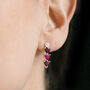 Silver Garnet And Ruby Heart Drop Studs, thumbnail 1 of 3