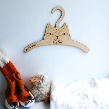 Personalised Childrens Coat Hanger With Fox Design, 4 of 8