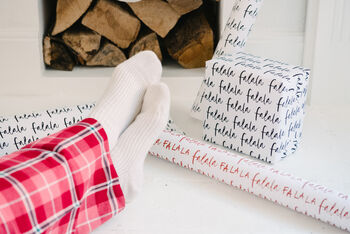 Christmas Typographic Falala Luxury Wrapping Paper, 6 of 6