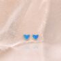 5mm Sterling Silver Blue Opal Heart Stud Earrings, thumbnail 4 of 5