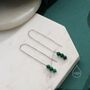 Sterling Silver Genuine Malachite Threaders, thumbnail 2 of 10