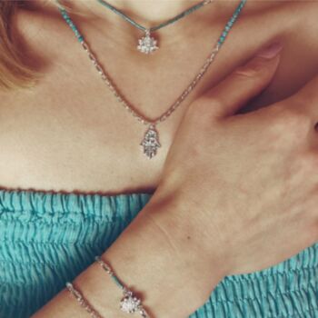 Lieu Turquoise Healing Hand Silver Necklace, 2 of 3