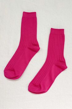 Fuchsia Pink Ribbed Socks, 4 of 5