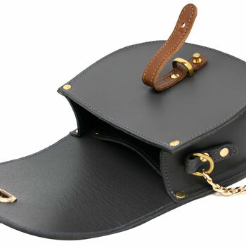 Mini Handmade Luxury Leather Saddle Bag, 7 of 9