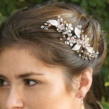 Silver Or Rose Gold Plated Crystal Bridal Hair Clip, 5 of 10