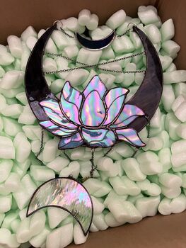 Moon And Lotus Glass Wall Hanging, 8 of 10