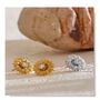 Cannes D’or Gold Crystal Flower V Gift Mini Stud Earrings, thumbnail 2 of 7