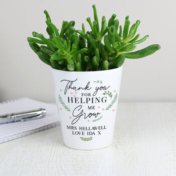 Personalised ‘Thank You For Helping Me Grow’ Plant Pot – Teacher Or Childminder Gift, 3 of 4