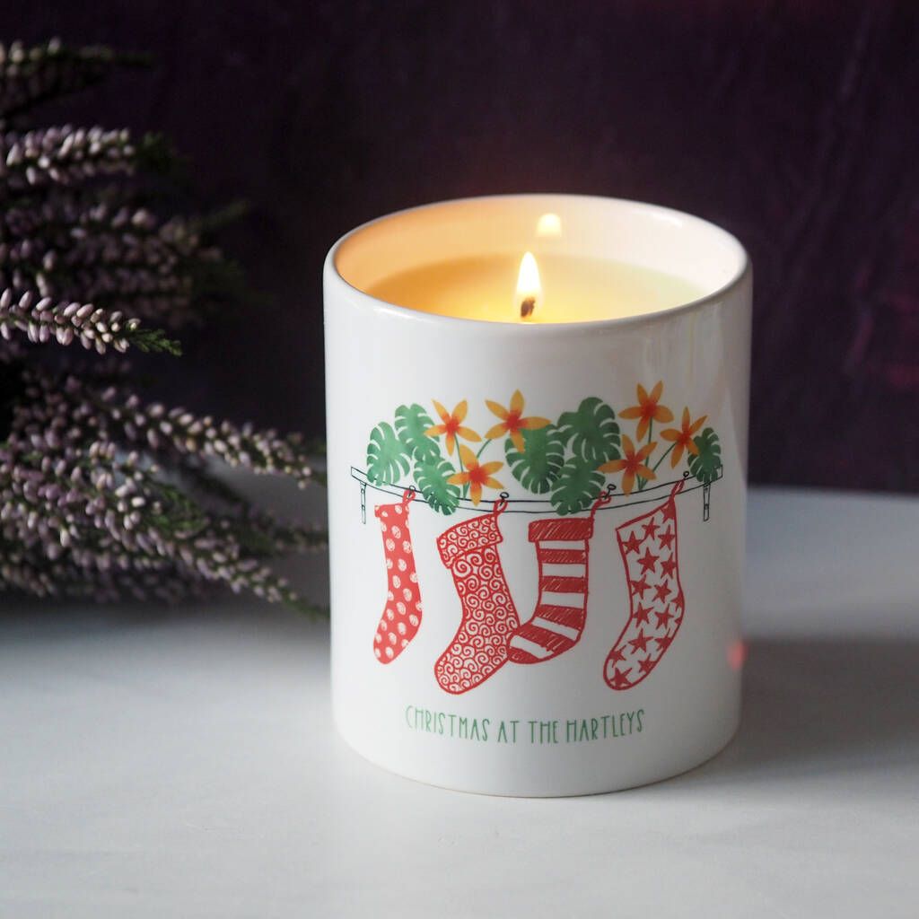 Personalised 'Plant Stockings' Christmas Candle By So Close