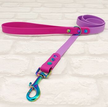 Waterproof Dog Collar And Lead Set Amethyst/Pink Berry, 3 of 3