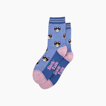 Cats Striped Bamboo Socks In Blue, 3 of 4