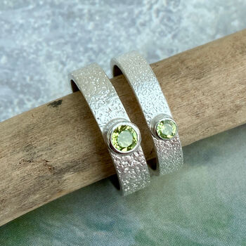 Peridot August Birthstone Ring In Textured Sterling Silver, 4 of 7