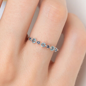 Blue Sapphire And Blue Topaz Stackable Half Eternity Band In Sterling Silver And Gold, 2 of 12