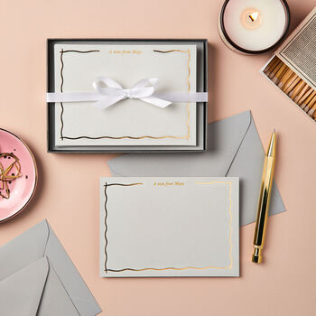 Personalised Wavy Gold Luxury Notecards, 6 of 7