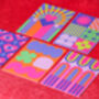 Pack Of Five Colourful Graphic Postcards, thumbnail 2 of 4