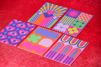 Pack Of Five Colourful Graphic Postcards, 2 of 4