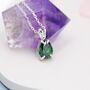 Sterling Silver Emerald Green Pear Cut Cz Necklace, thumbnail 6 of 12