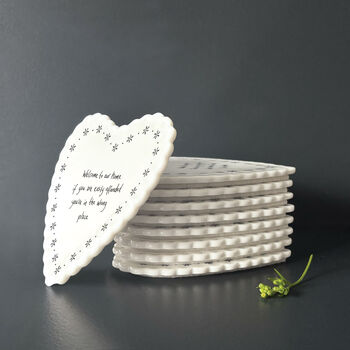 Scallop Heart Coaster Welcome To Our Home, 3 of 4