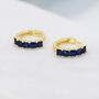 Minimalist Sapphire Blue Cz Huggie Hoop Earrings, thumbnail 7 of 11