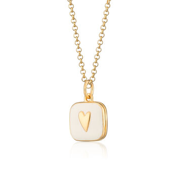 White Heart Locket Necklace, Silver Or Gold, 9 of 10