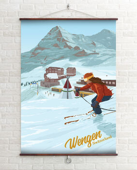 Wengen Ski Resort Switzerland Travel Poster Art Print, 2 of 6