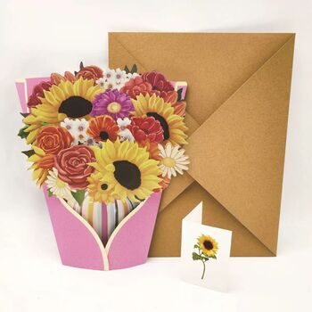 Pop Up 3D Card Large Summer Sunflower Bouquet, 2 of 2