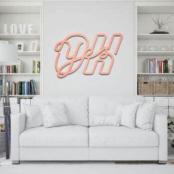 Oh Yes Bold Script Wooden Sign Modern Typography Art, 4 of 9