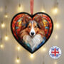 Sheltie Stained Glass Effect Heart Suncatcher, thumbnail 1 of 5