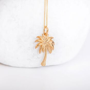 Yellow Gold Plated Palm Tree Necklace, 2 of 12