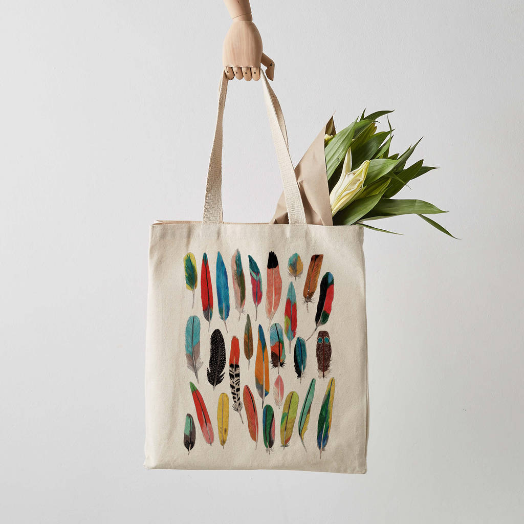 Feathers Canvas Tote Bag, 1 of 4