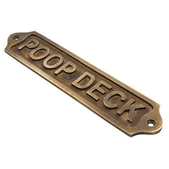 Custom Poop Deck Brass Plaque With Vintage Finish, 4 of 12