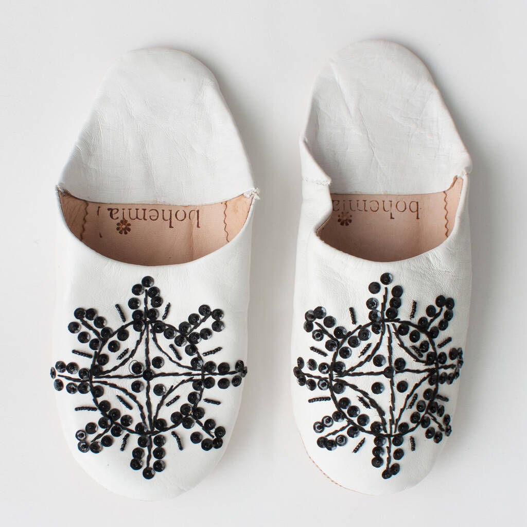 Leather Sequin Babouche Slippers By Bohemia | notonthehighstreet.com