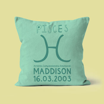 Personalised Pisces Zodiac Star Sign Cushion, 2 of 3