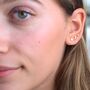 Gold Moon And Star Tiny Mismatched Stud Earrings, thumbnail 5 of 8