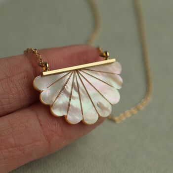 Art Deco Mother Of Pearl Scallop Necklace, 2 of 5