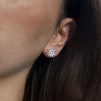 Sterling Silver Daisy Stud Earrings, 6 of 8