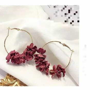 Gold Plated Petal Floral Fabric Large Hoop Earrings, 6 of 9