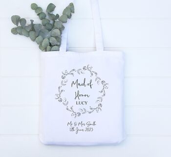 Personalised Wedding Bridesmaid Bridal Party Tote Bag, 3 of 4