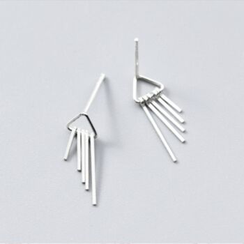 Sterling Silver Triangle Dangle Stud Earrings, 4 of 4
