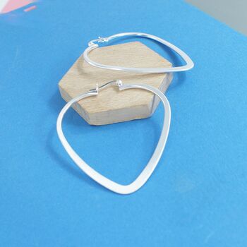 Sterling Silver Heart Hoop Earrings, 3 of 4