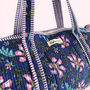 Blue And Purple Floral Print Weekend Duffle Bag, thumbnail 2 of 4