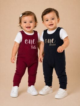 Personalised 1st And 2nd Birthday Embroidered Baby Dungarees Any Word, 5 of 8