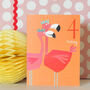 Mini Flamingos 4th Birthday Card, thumbnail 4 of 4